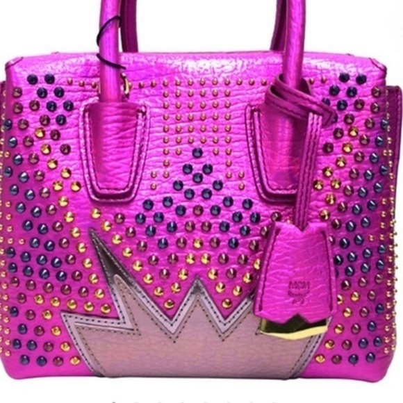 MCM Milla Cyber Studs Tote Bag for Women in Pink exclusive edition - Picture 1 of 11